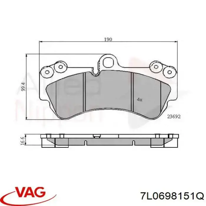 7L0698151Q VAG Колодки передние