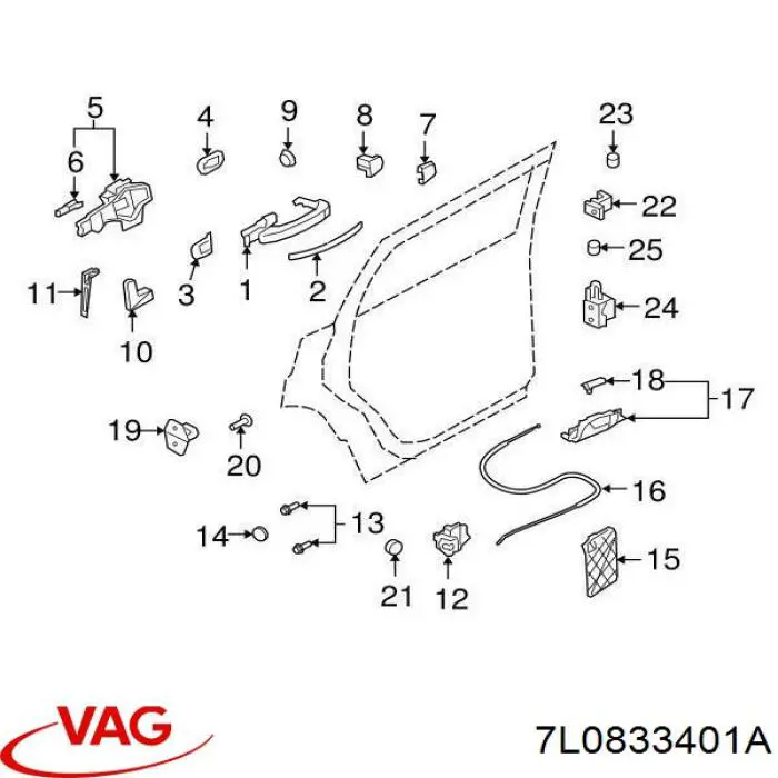 Дверной шарнир задний левый VAG 7L0833401A цена, от 5.65 USD