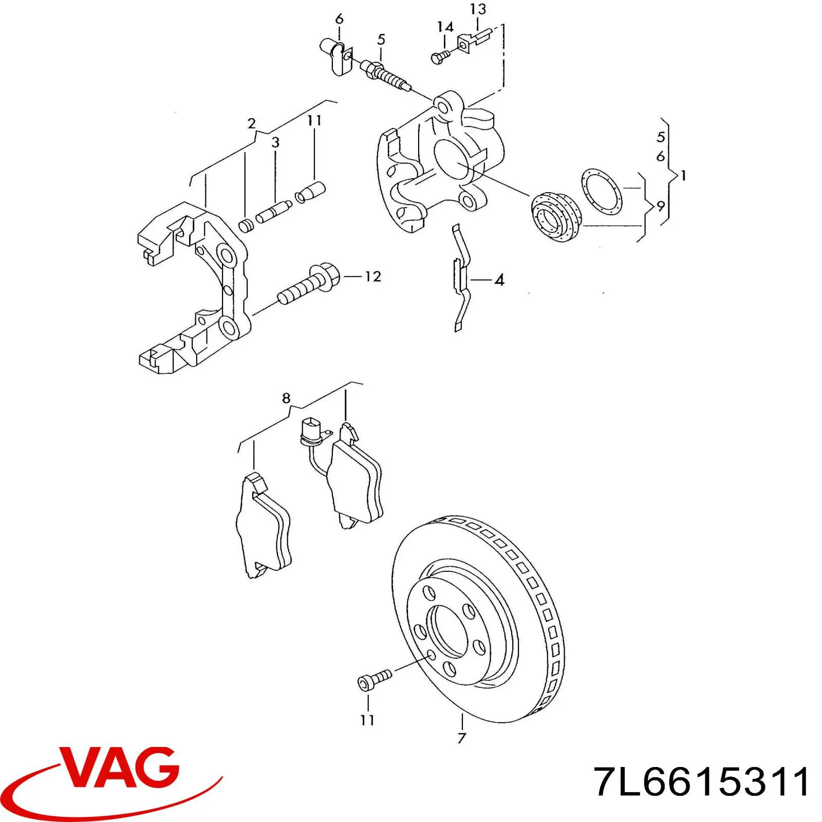 7L6615311 VAG proteção do freio de disco dianteiro