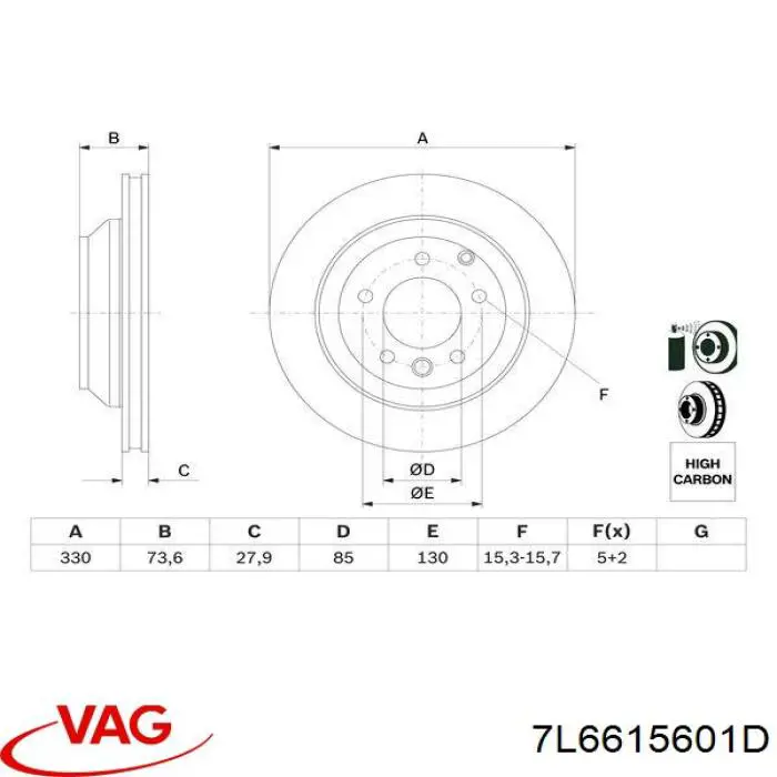 Задний тормозной диск VAG 7L6615601D цена, от 53.30 USD