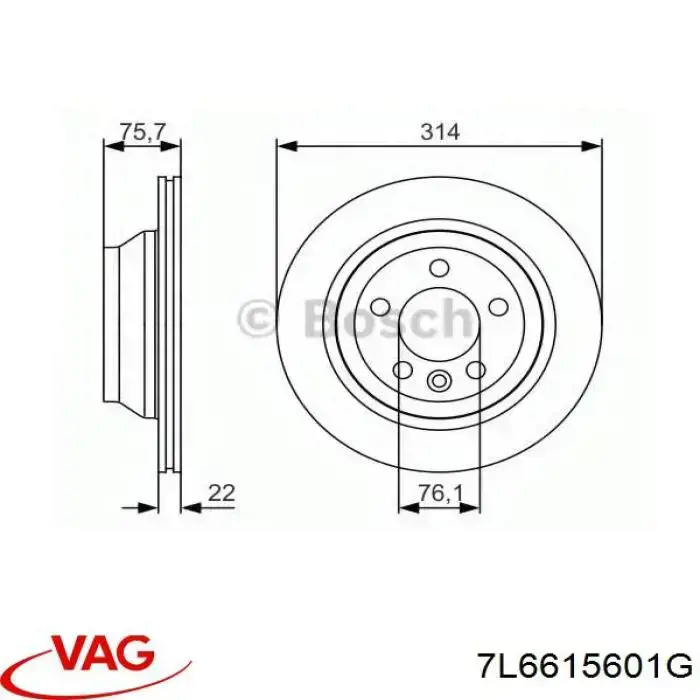7L6615601G VAG Дисковый тормоз