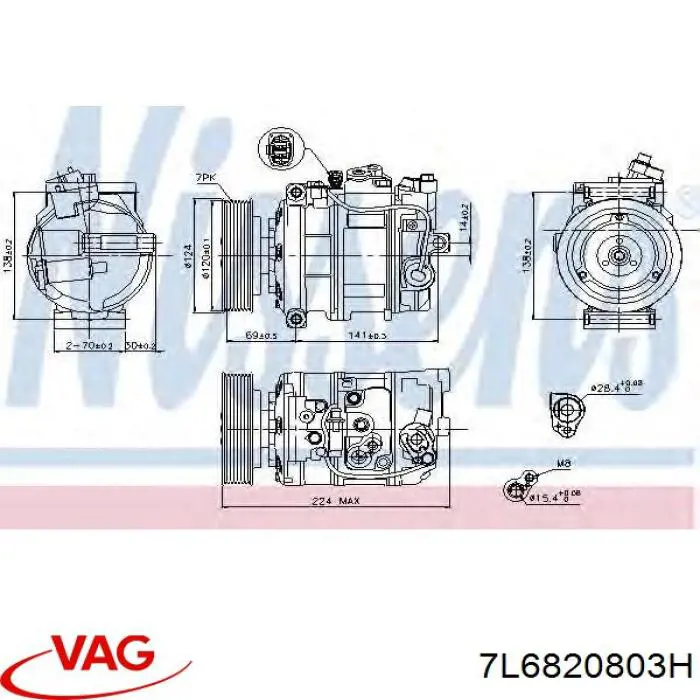 Компрессор кондиционера 7L6820803H VAG