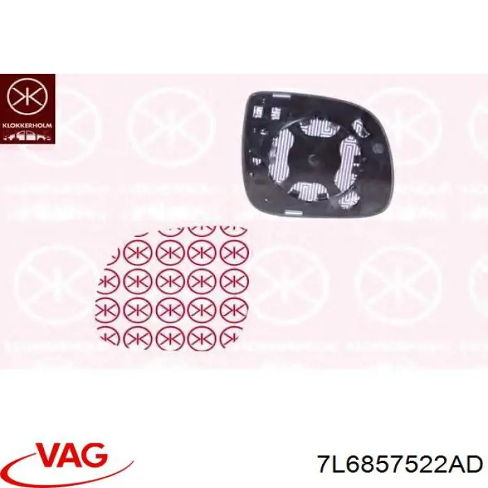 Стекло зеркала заднего вида, правого VAG 7L6857522AD цена, от 76.02 USD