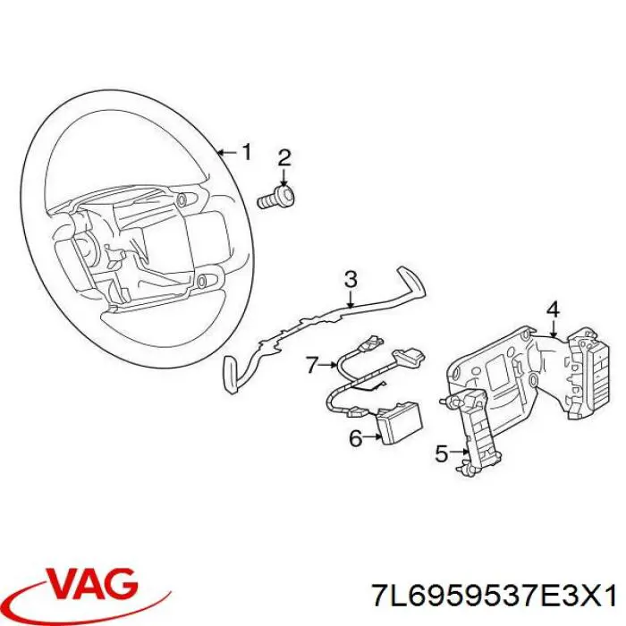 Купить 7L6959537E3X1 VAG Блок кнопочных переключателей рулевого колеса