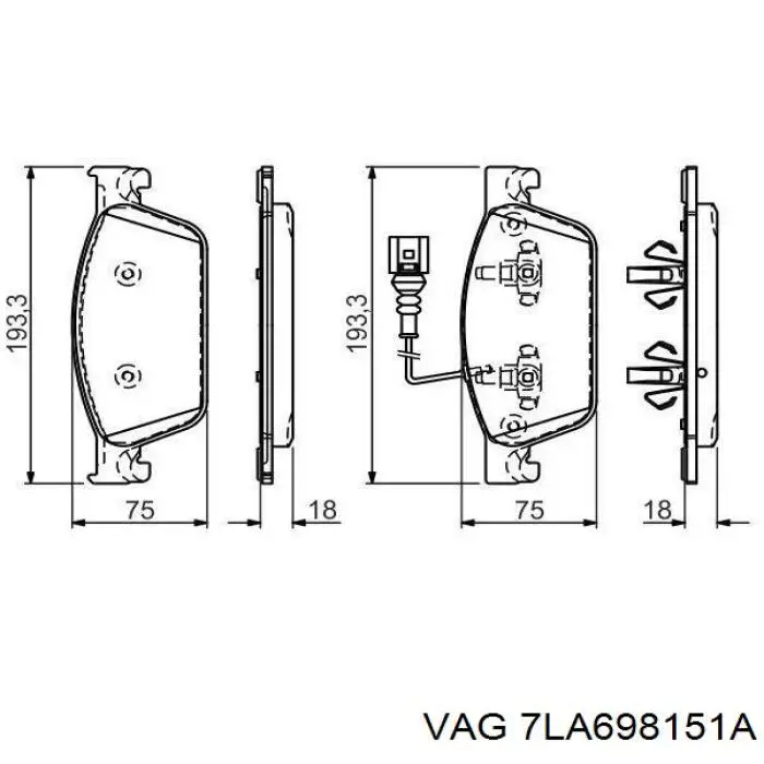 Купить 7LA698151A VAG Колодки тормозные