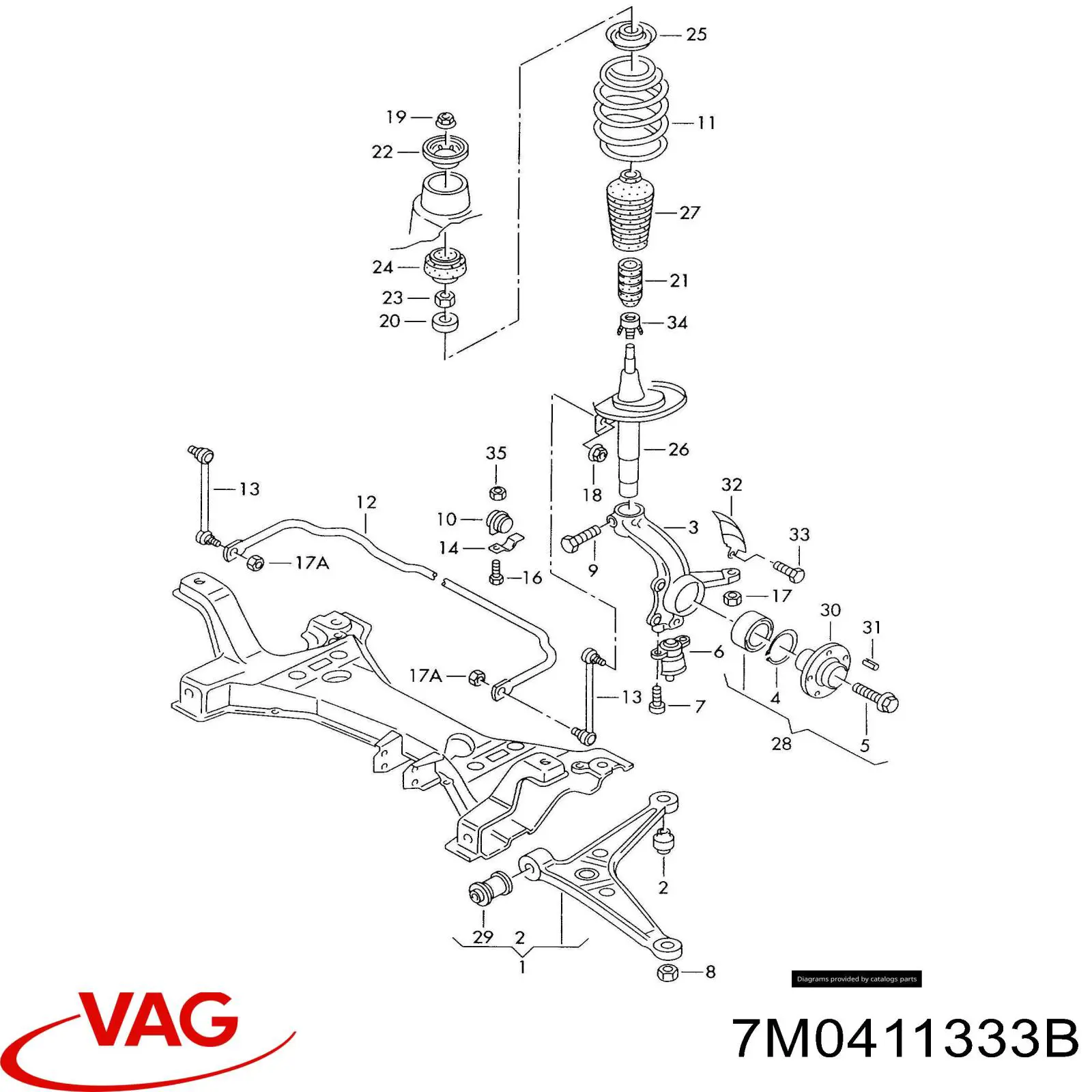 7M0411333B VAG хомут крепления втулки стабилизатора переднего
