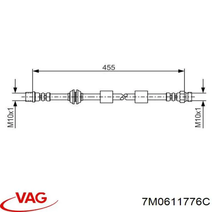 Шланг тормозной задний VAG 7M0611776C