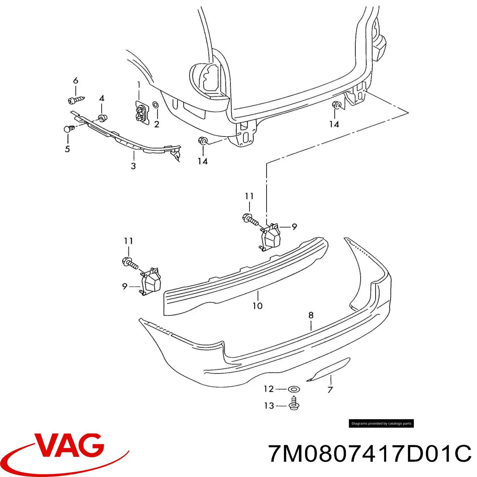 Задний бампер 7M0807417EGRU VAG