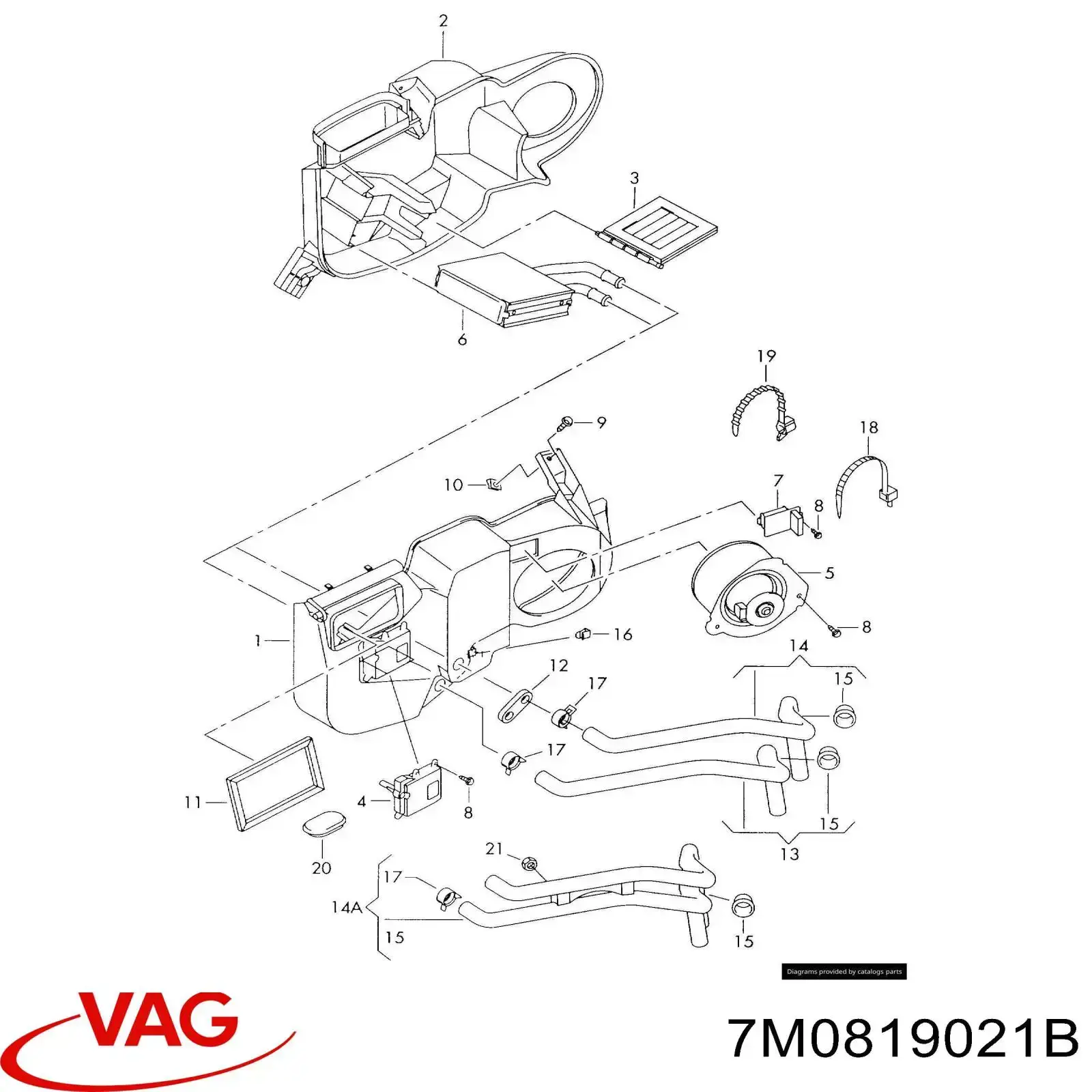 7M0819021B VAG motor traseiro de ventilador de forno (de aquecedor de salão)