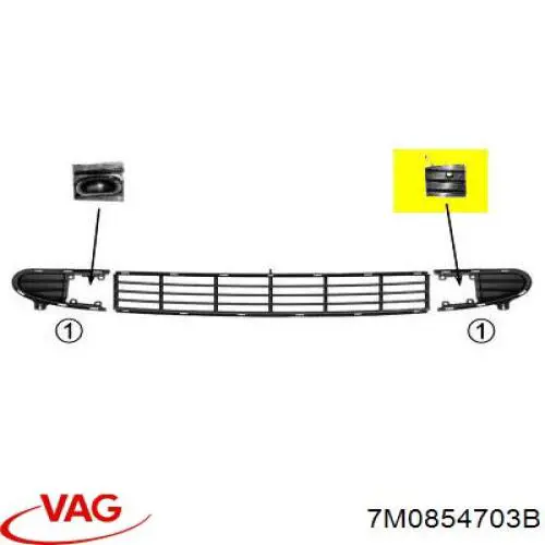 Решетка переднего бампера, левая VAG 7M0854703B цена, от 6.33 USD