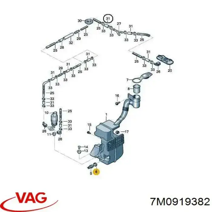 Кольцо уплотнительное насоса омывателя VAG 7M0919382