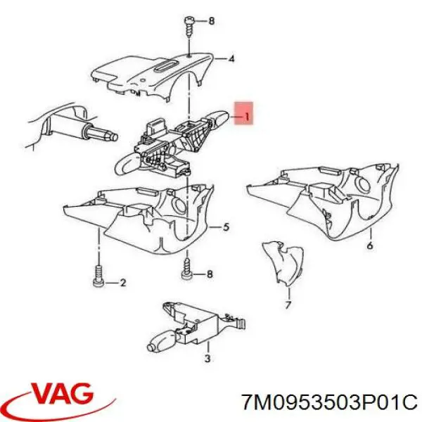 Переключатели подрулевые VAG 7M0953503F01C цена, от 15.66 USD