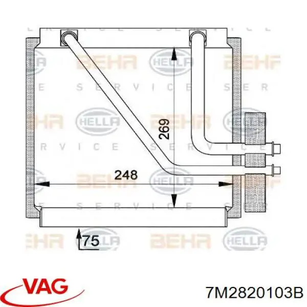 Купить 7M2820103B VAG Радиатор кондиционера салонный, испаритель