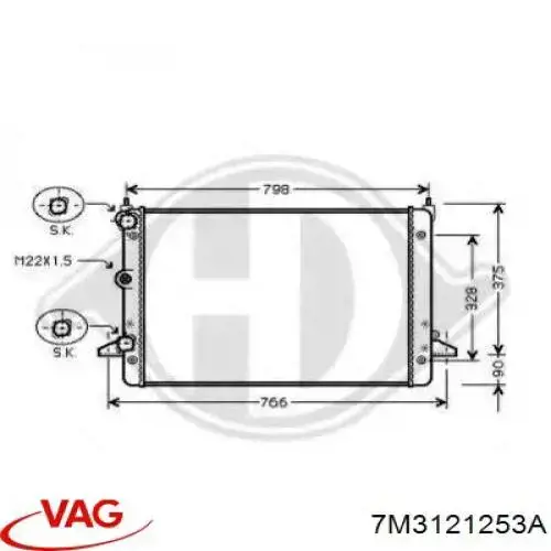 Радиатор 7M3121253A VAG