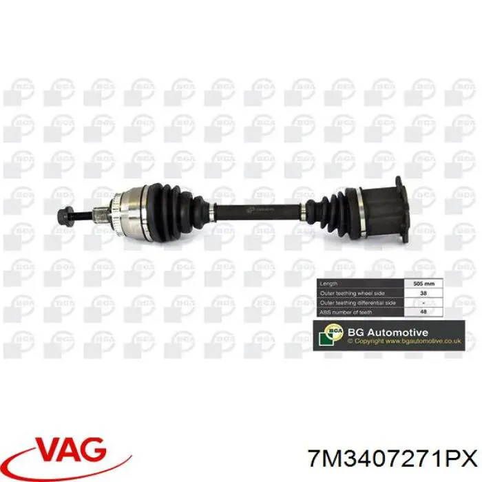 Привод передний левый VAG 7M3407271PX цена, от 93.16 USD