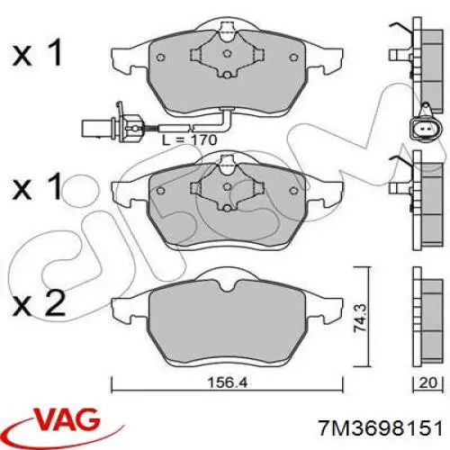 Колодки VAG 7M3698151 цена, от 28.12 USD