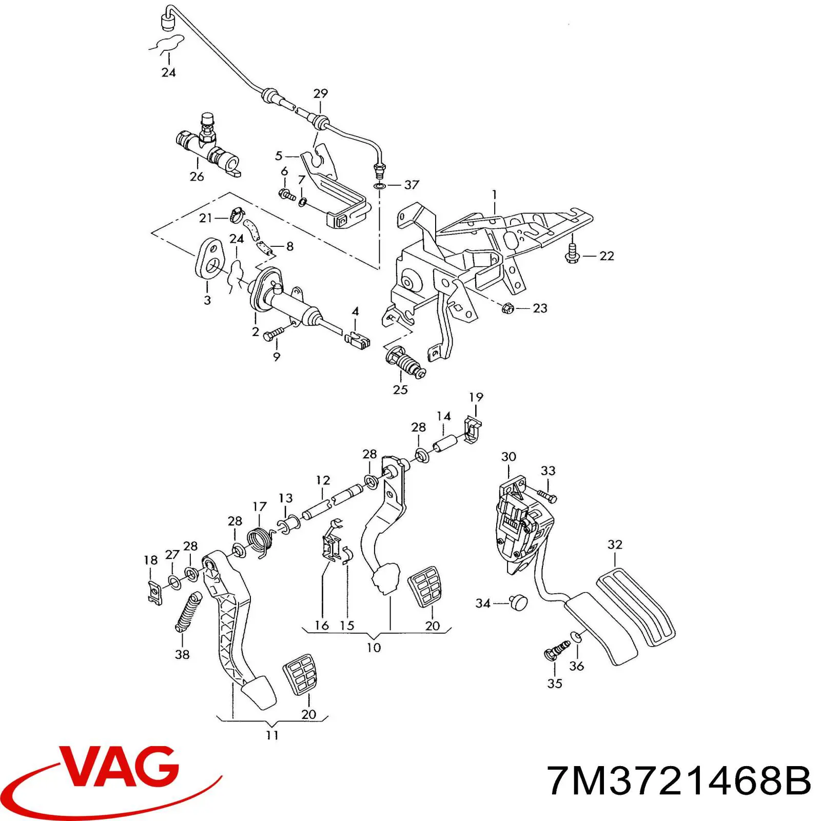 Клапан контроля гидропривода сцепления VAG 7M3721468B