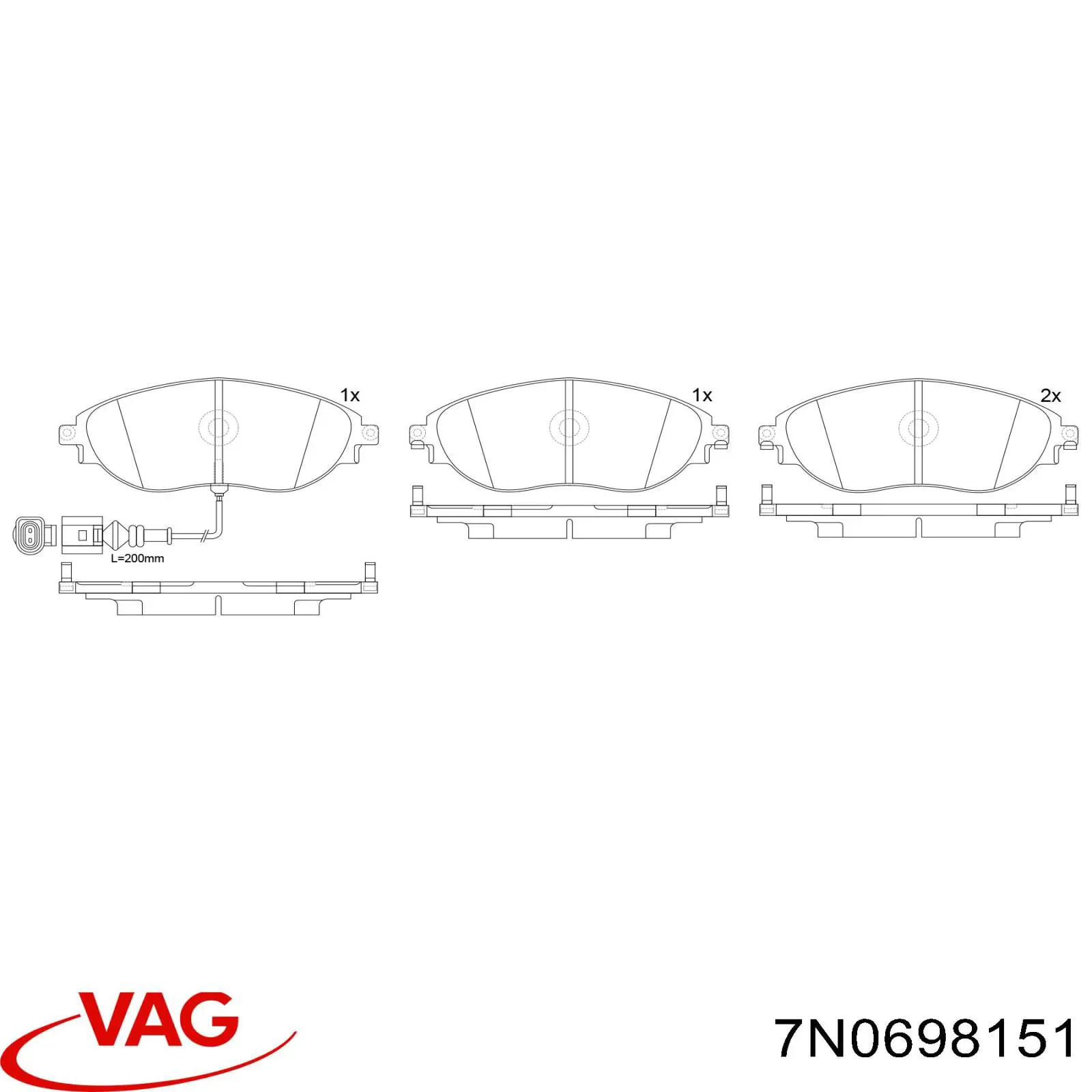 Передние тормозные колодки 7N0698151 VAG