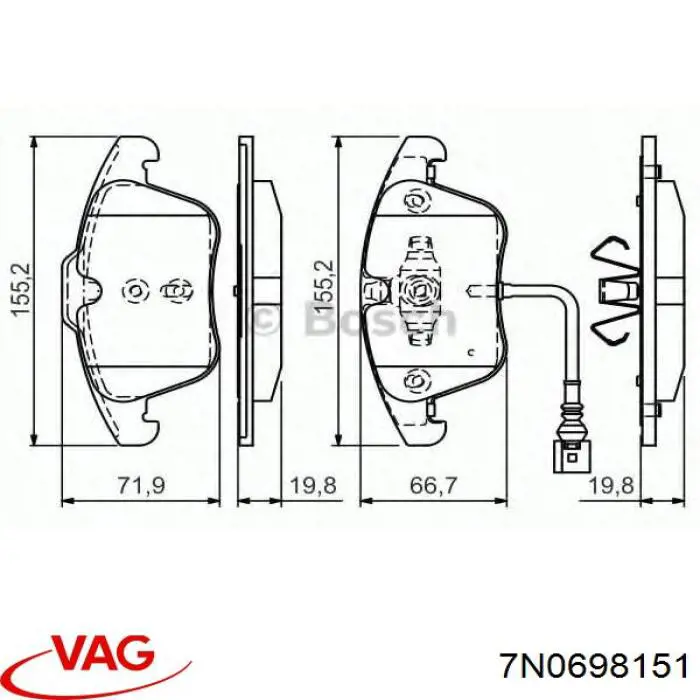 7N0698151 VAG Колодки передние
