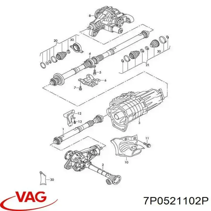 Кардан задний 7P0521102M Market (OEM)