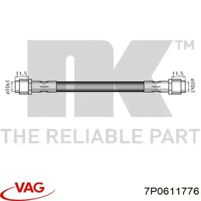 Шланг тормозной задний VAG 7P0611776