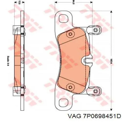 Задние тормозные колодки 7P0698451D VAG