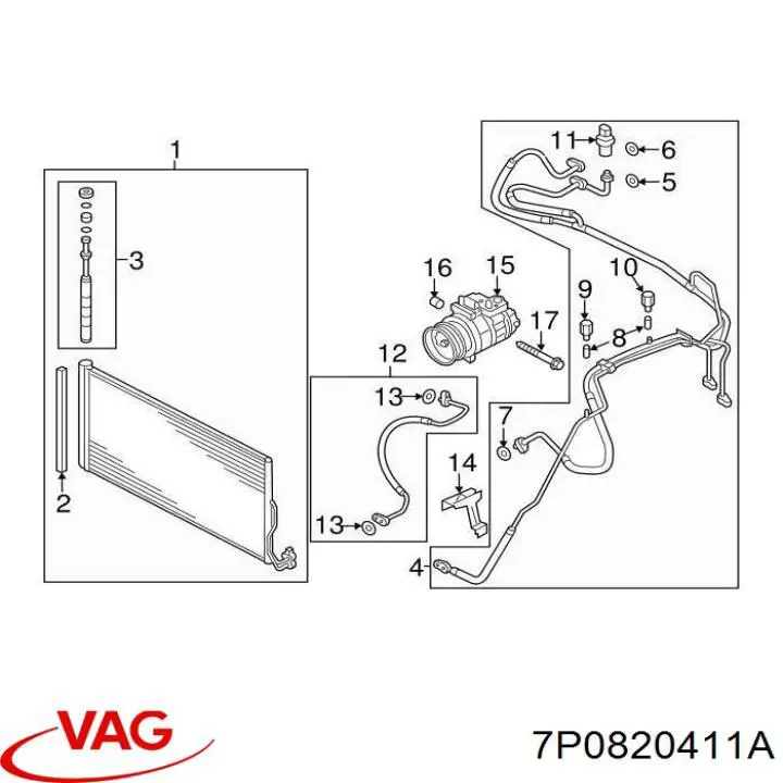 Купить 7P0820411A VAG Радиатор системы охлаждения кондиционера