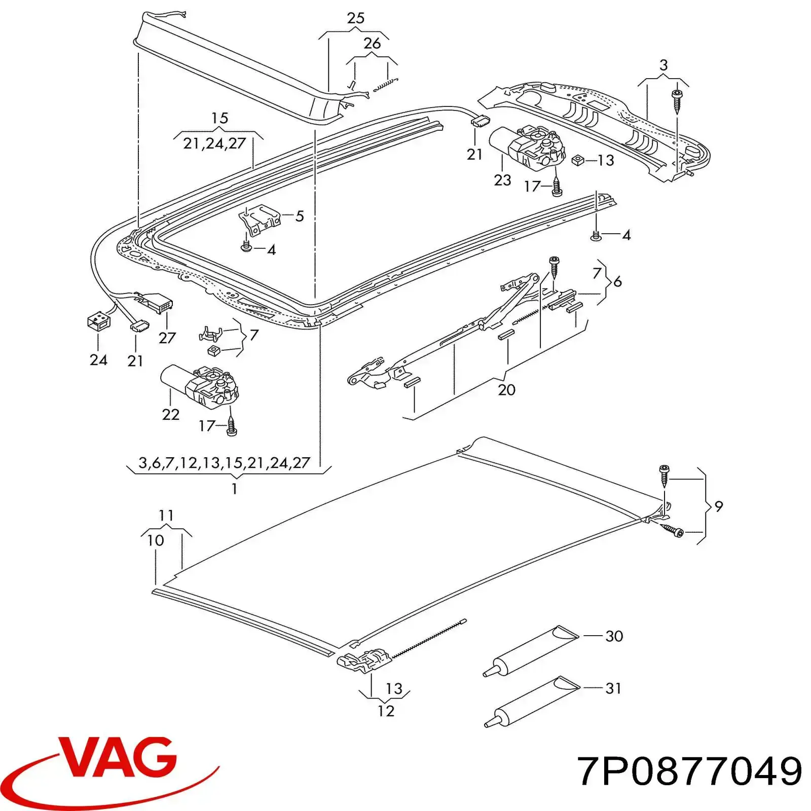 7P0877049 VAG Детали люков облицовки кузова