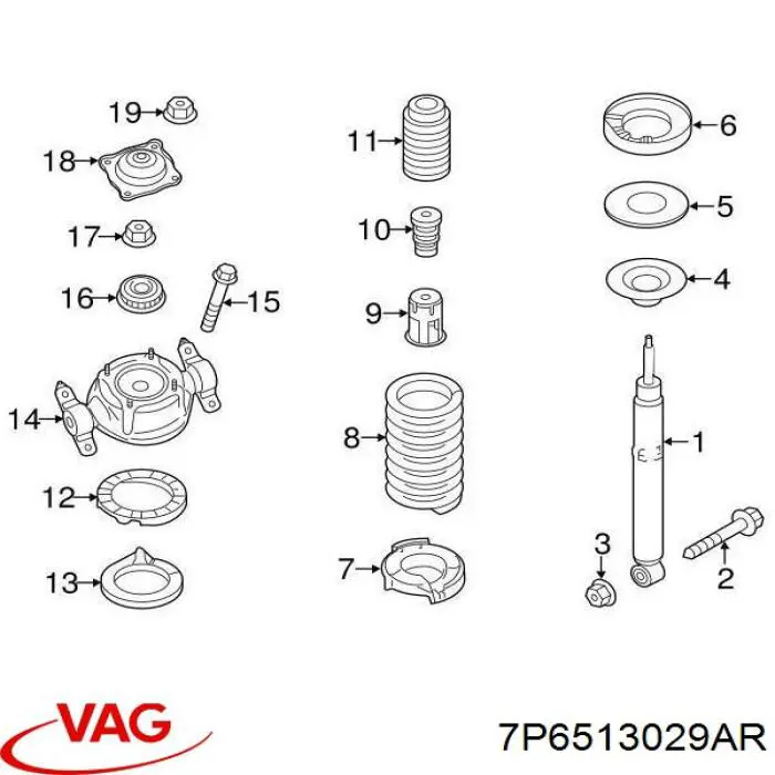 Амортизатор задний 7P6513029BD VAG