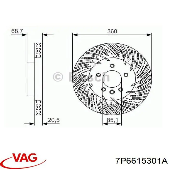 Передний тормозной диск VAG 7P6615301A