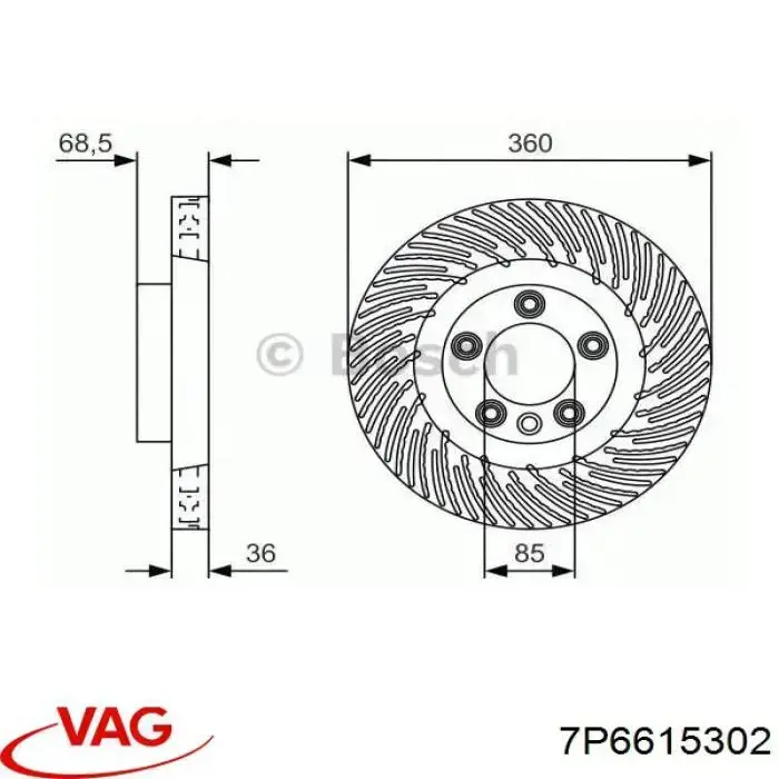 Передний тормозной диск VAG 7P6615302