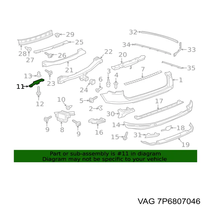 Купить 7P6807046 VAG Левый кронштейн крепления бампера заднего