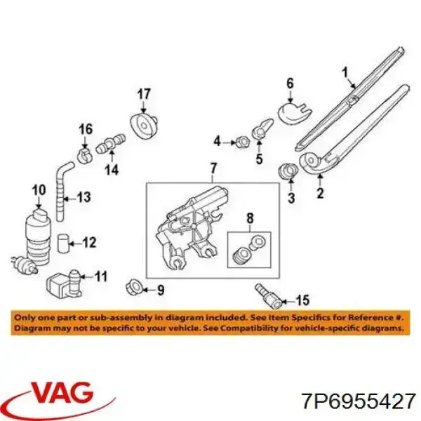 Limpa-pára-brisas de vidro traseiro 7P6955427 VAG