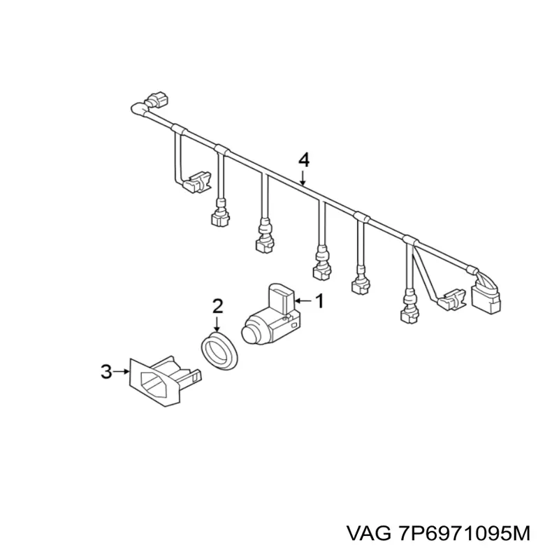 Кабель (провод) парктроника бампера переднего 7P6971095M VAG