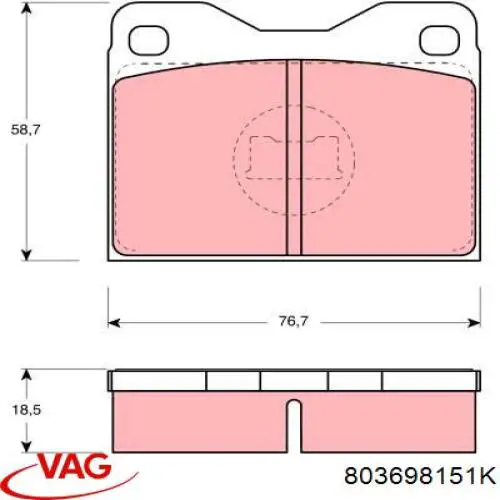 Передние тормозные колодки 803698151K VAG