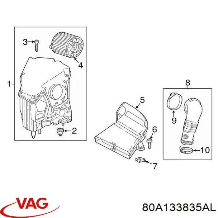 80A133835AL VAG caixa de filtro de ar