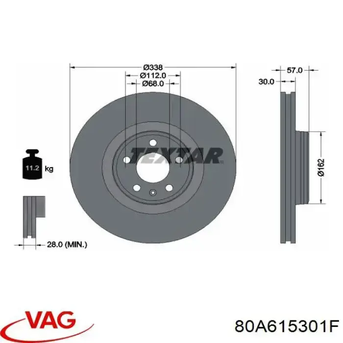80A615301F VAG диск тормозной передний