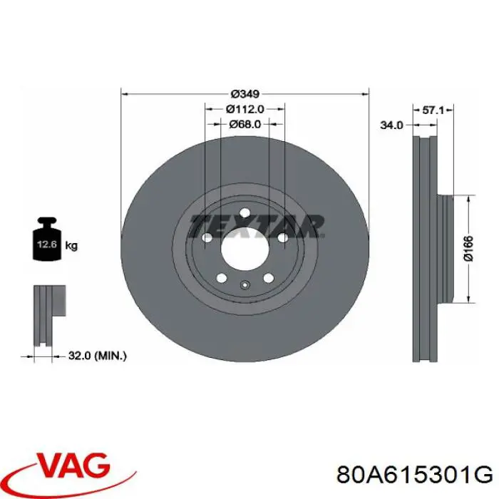 80A615301G VAG диск тормозной передний