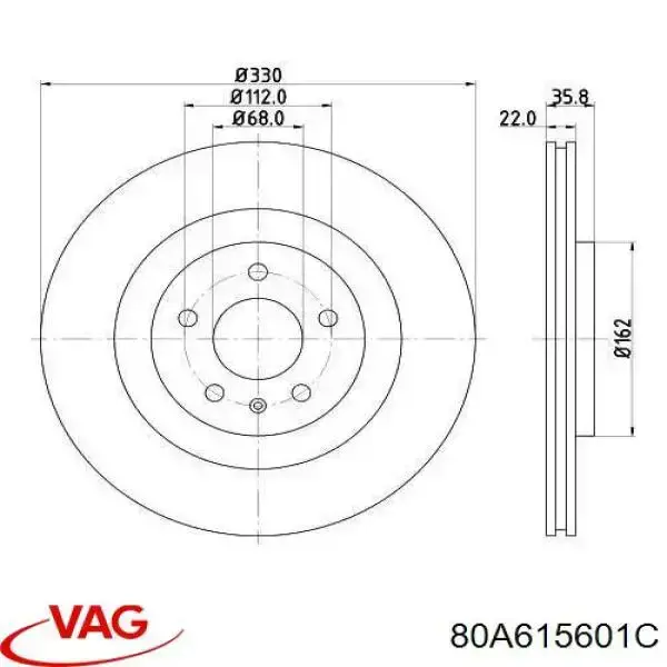 80A615601C VAG диск тормозной задний
