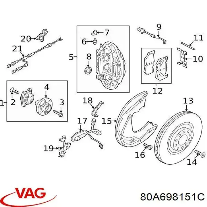 Купить 80A698151C VAG Колодки тормозные