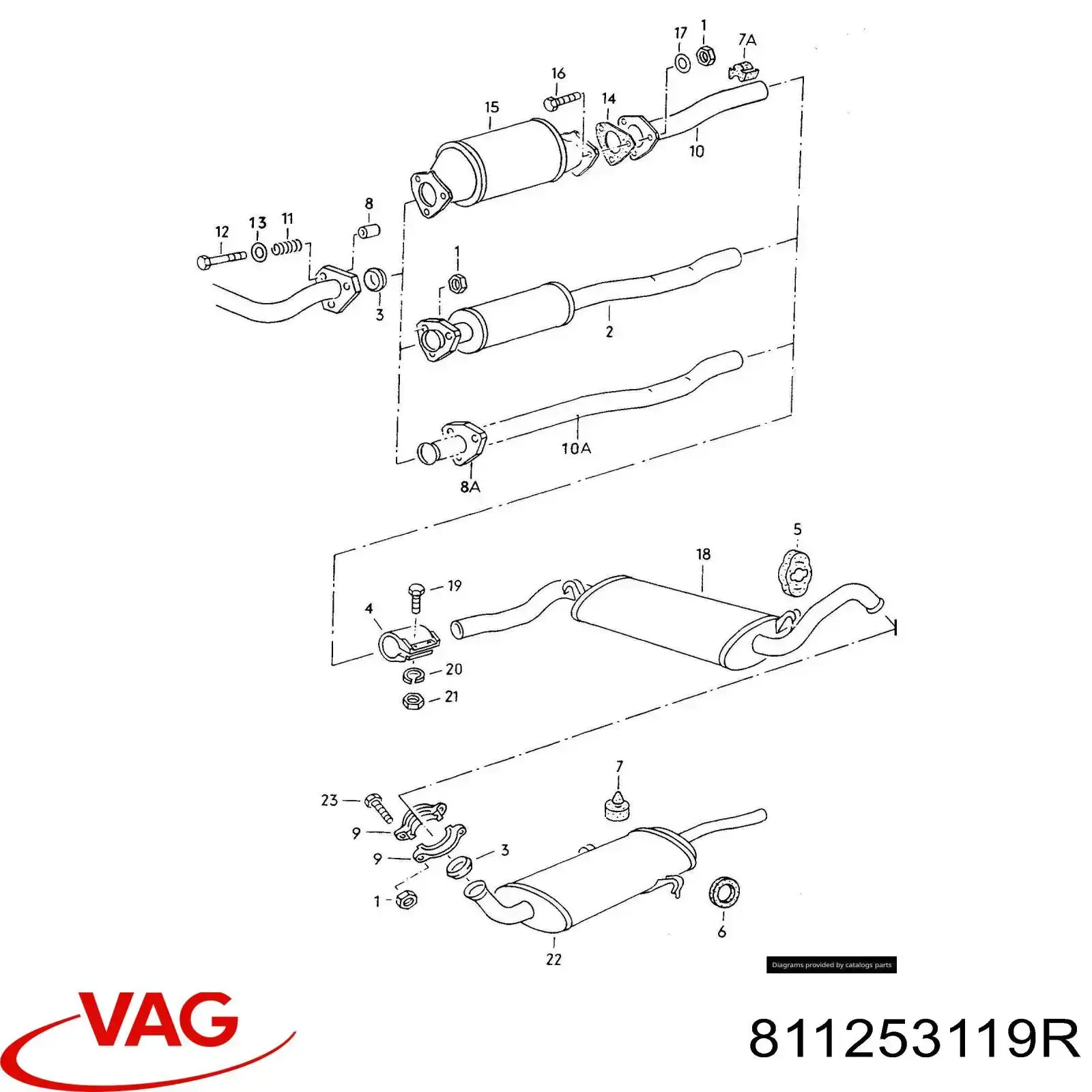 Silenciador delantero 811253119R VAG/Audi