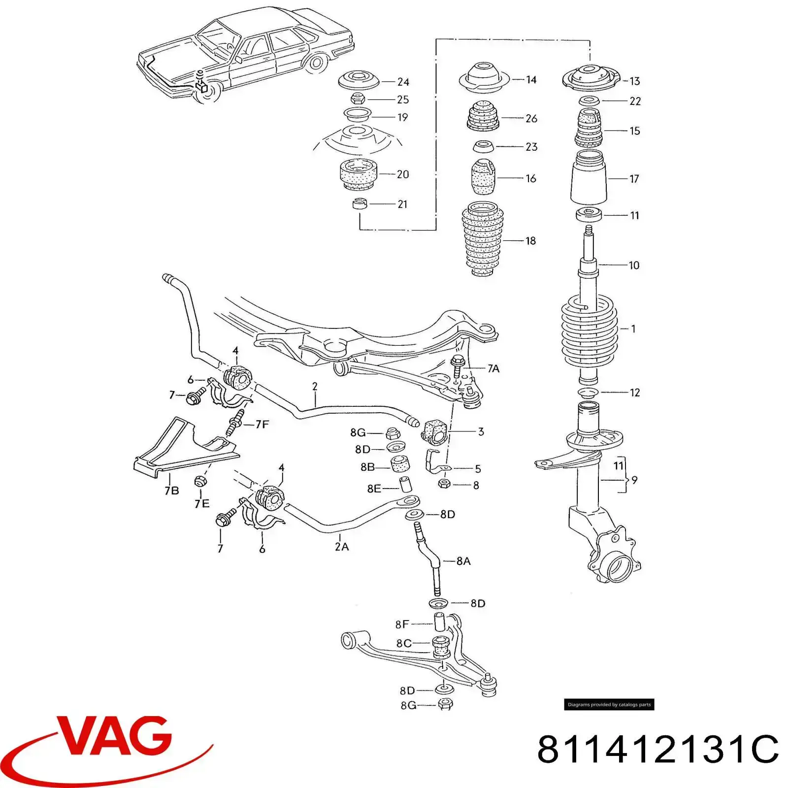 Буфер (отбойник) амортизатора переднего 811412131C VAG