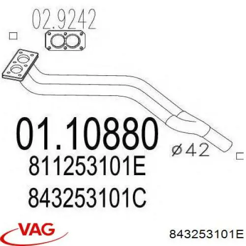 Трубы приемные (штаны) VAG 843253101E цена, от 34.18 USD