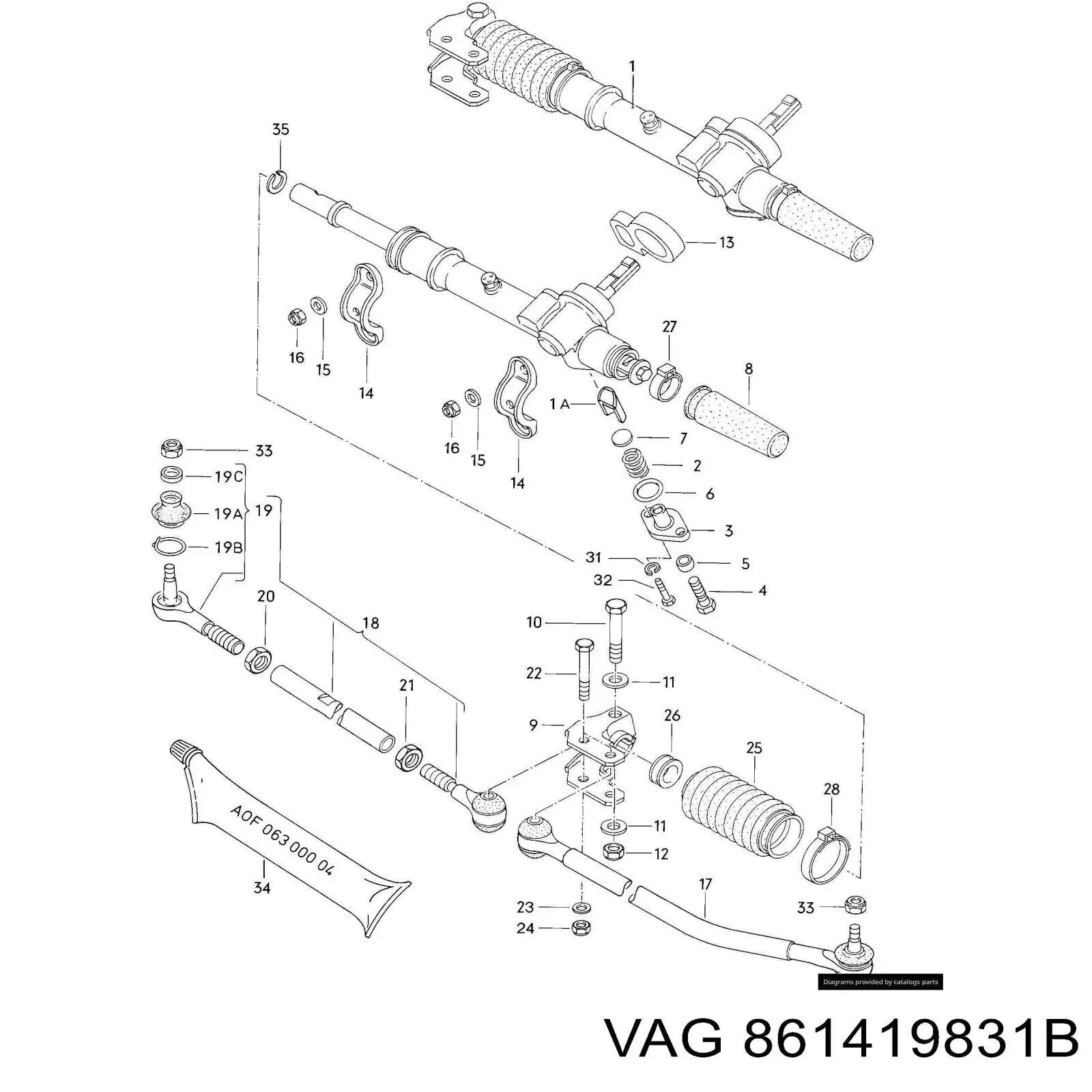 Пыльник рулевой рейки 861419831B VAG