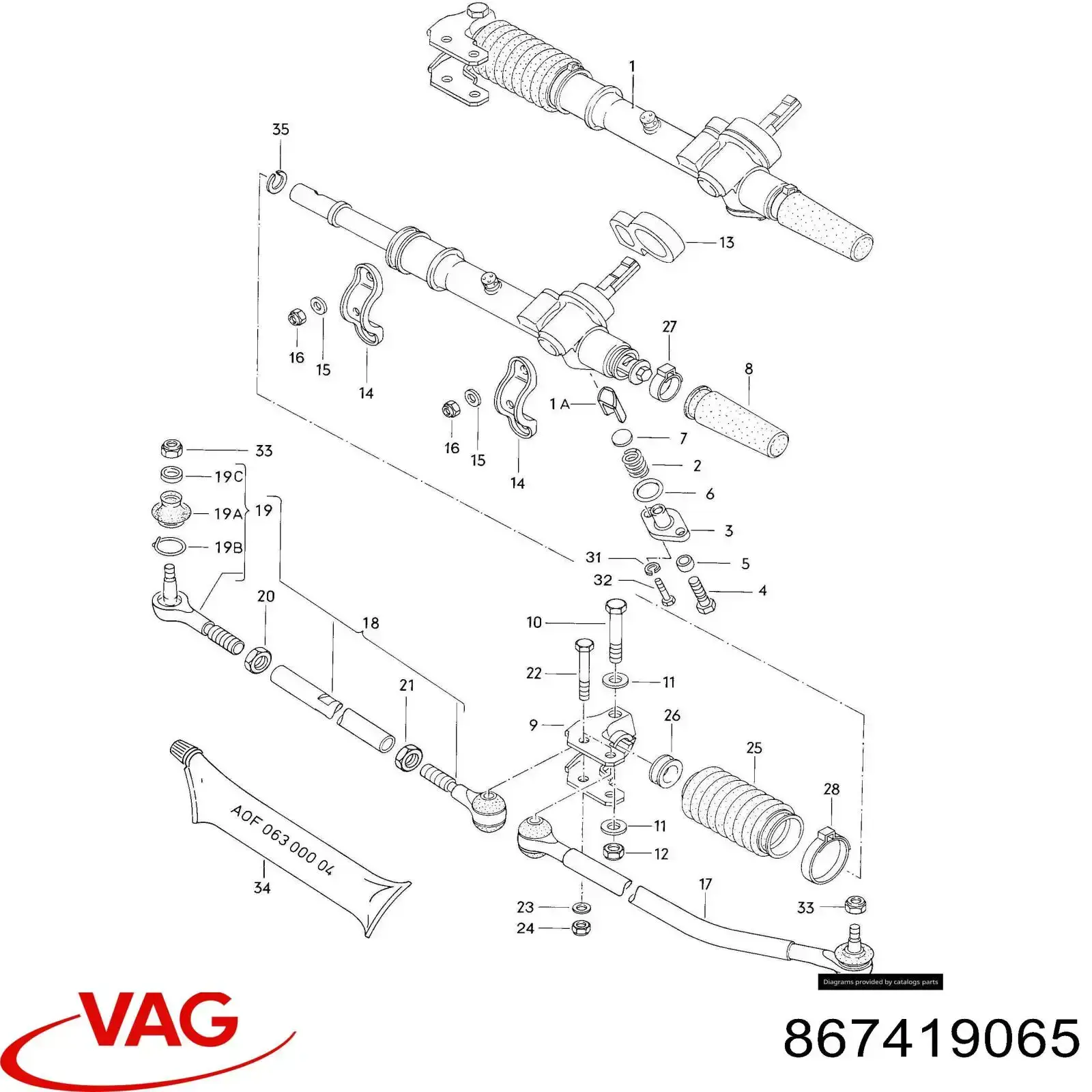 Купить 867419065 VAG Рулевая рейка