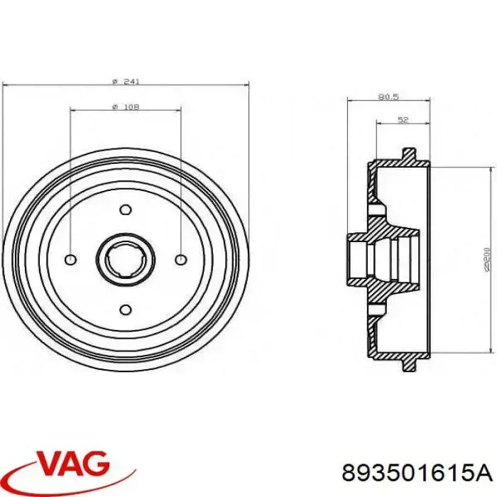 Тормозной барабан 893501615A VAG