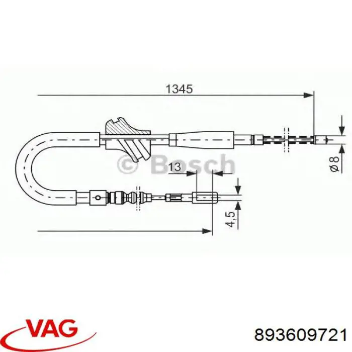 Трос ручника 893609721 VAG