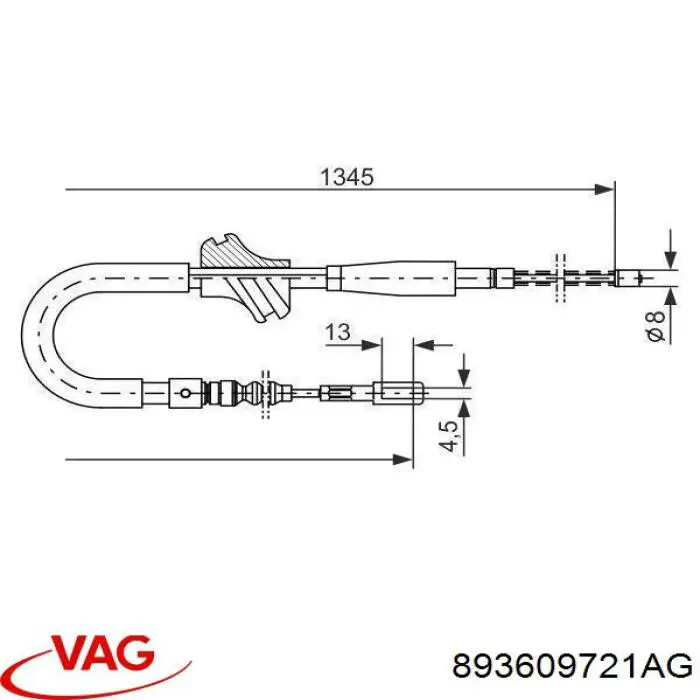 Трос ручника 893609721AG VAG