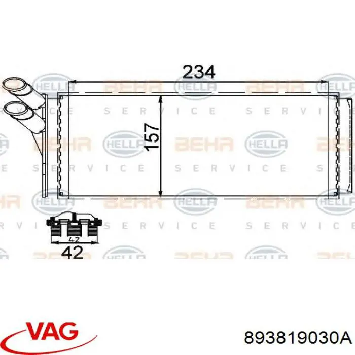 Радиатор печки (отопителя) VAG 893819030A цена, от 15.26 USD