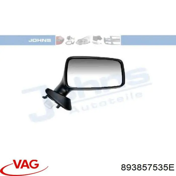 Купить 893857535E VAG Стекло зеркала заднего вида, левого